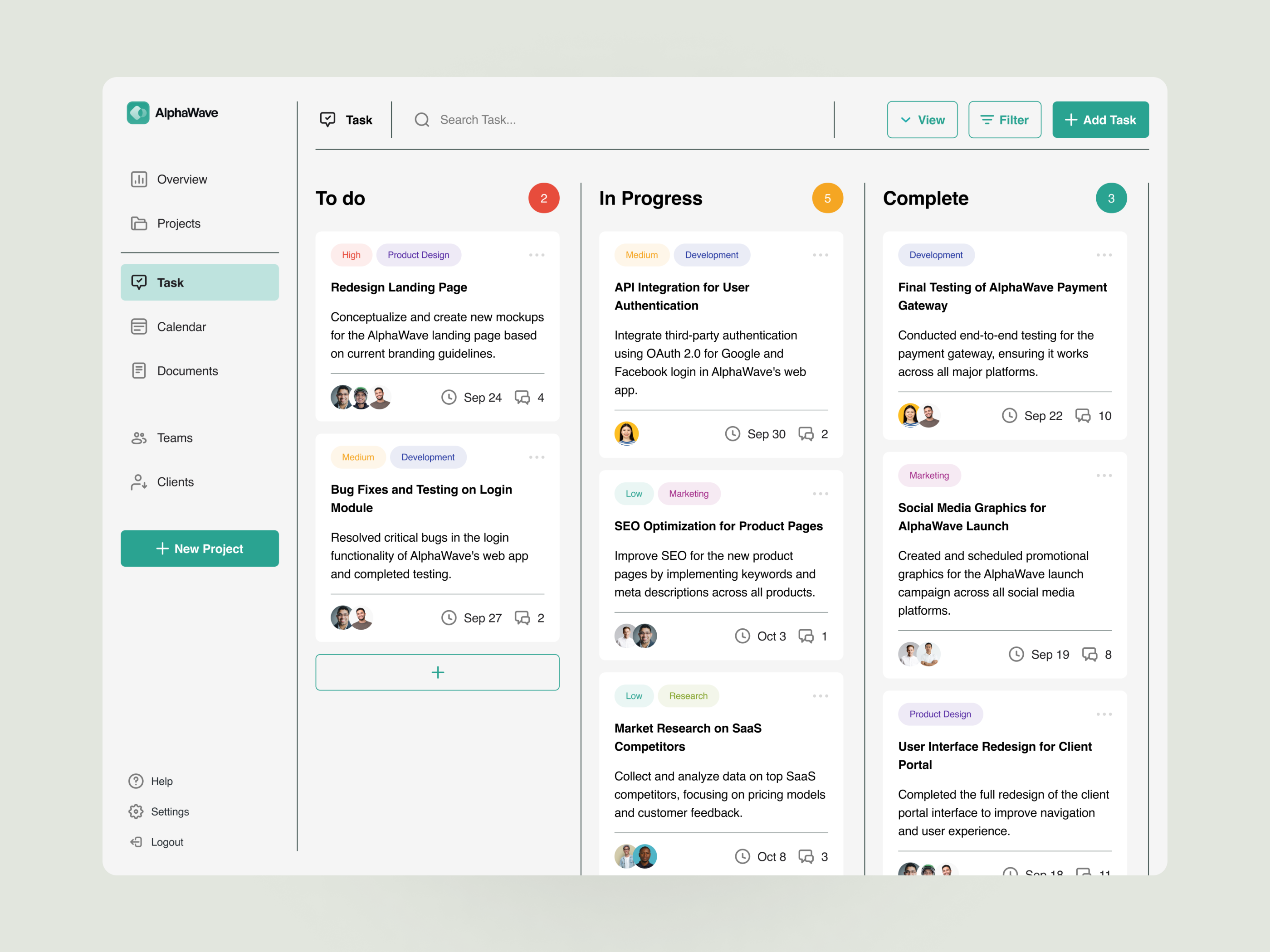 Project Management Dashboard - UI Exploration dashboard design exploration minimalist product design project ui ux web