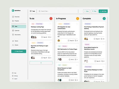 Project Management Dashboard - UI Exploration dashboard design exploration minimalist product design project ui ux web