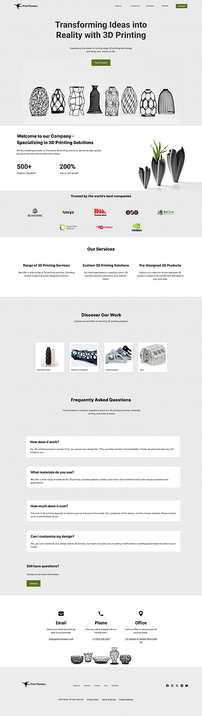 Print Pioneers --> 3d printing company website design graphic design ui ux