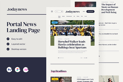 Todaynews Landing Page Template breaking concept design digital internet newspaper online people read technology todaynews landing page template web