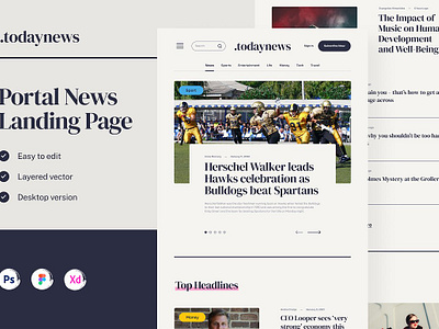 Todaynews Landing Page Template breaking concept design digital internet newspaper online people read technology todaynews landing page template web