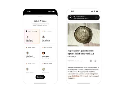 AI Summary Reader ⎯ Unbiasly AI ai app audio catalog clean daily ui interaction ios minimal mobile modal motion news phone podcast productdesign ui uiux ux widget