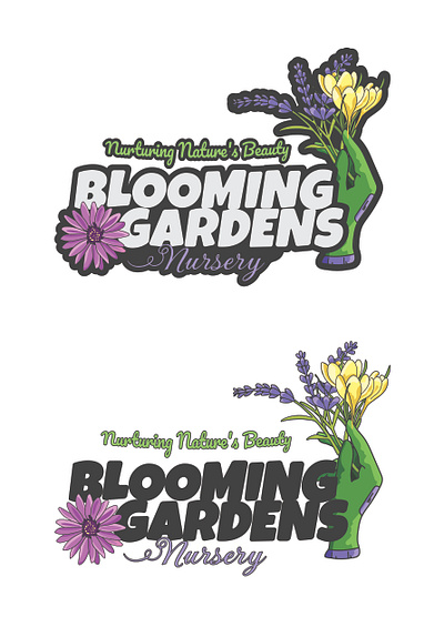 Blooming Gardens Logo - Available art available blooming gardens branding design drawing for sale gardening logo illustration indentity design logo logo available nursery logo unused logo vector