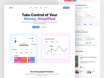 Paymi - Finance Landing Page design landingpage ui uiux website