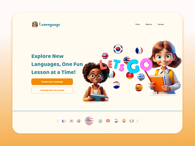 Learnguage Landing art course design designer figma kids landingpage language minimal ui uidesign uiux website