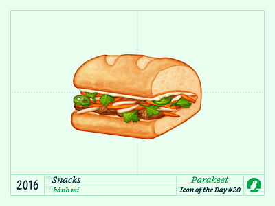 Icon of the Day #20 baguette banh mi cilantro coriander design icon icons illustration jalapeno parakeet sandwich vector vietnamese