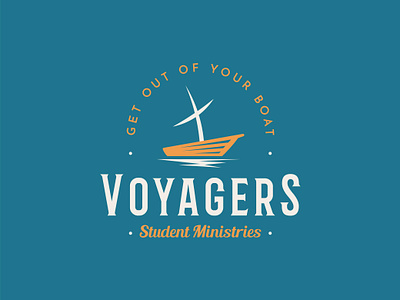 Modern logo for a student ministries boat church design emblem logo logotype ministry modern religious retro ship travel voyager youthful