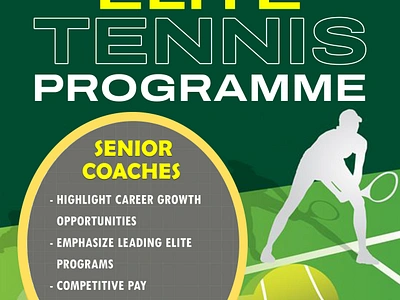 Tennis Job Flyer for coaches design graphic design illustration typography vector