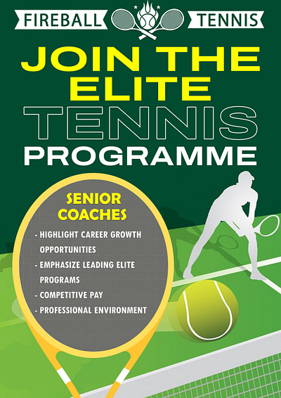 Tennis Job Flyer for coaches design graphic design illustration typography vector