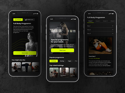 🏅Mobile design for sport app | Hyperactive app app design app identity black dark design feed fitness full body hyperactive interface mobile mobile application platform product product design sport ui ux web design