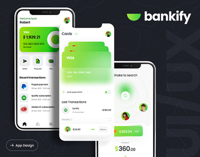 Bankify Mobile App Design banking app figma figma design figma ui fintech mobile app mobile app design mobile banking ui ui design uiux user interface