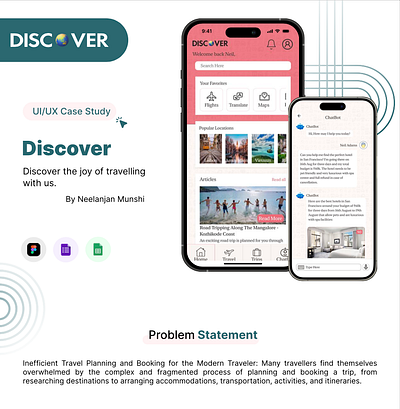 Discover Travel App app b2c case study chatbot design figma iconography ios mobile app design mockup product design prototype travel typography ui ui design user experience design ux ux design visual design