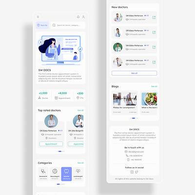 Doctor appointment web app app appointment blue cyan doctor green light minimal trend ui ui design ui designer uiux ux web app