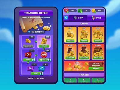 Treasure offern & Game Shop coins currency game game shop game ui mobile game offer shop treasure treasure offer