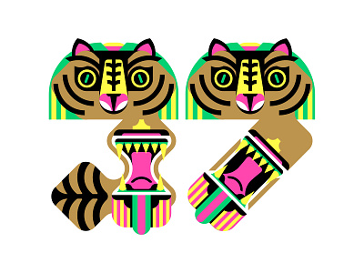 Tiger Mask animal branding cmyk design digital editorial eye icon illustration indonesia java logo mask minimal mouth number riso roar tiger vector