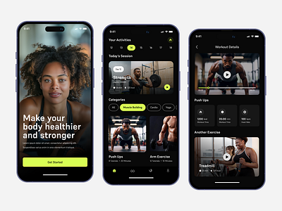 Fitness Mobile App design graphic design landingpage ui uiux website