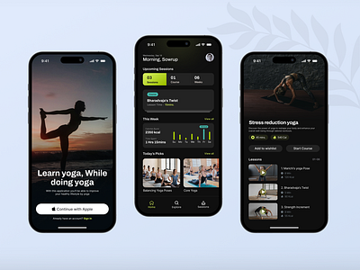 Yoga Mobile App Design android app app design app ui health app design healthcare ios ios app meditation app mental health mindset mobile app mobile app design mood tracker product design relax therapy app ui ux wellness app yoga app