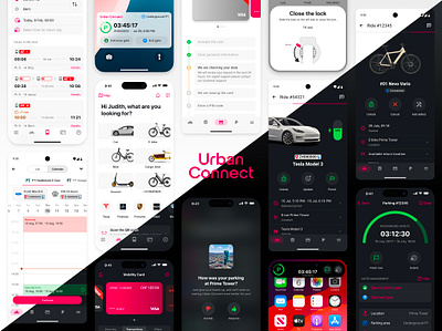 Urban Connect mobile app android dark mode ios mobile ride transportation ui ux