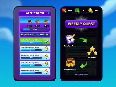 Weekly Quest Game UI game icons game ui mobile game quest tutorial ui vector weekly quest