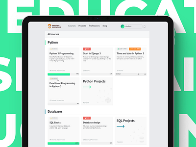 Education Platform Courses Catalog catalog classes courses education educational platform platform programming ui