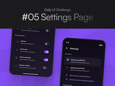 Daily UI challenge #05/100 ai artificial intelligence boolean button daily ui dark mode day 05 design design system experience design graphic design interaction design interface design product design radio button settings ui uiux design ux