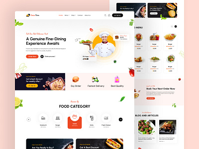 Restaurant Website Landing Page Design branding clean delicious design fast food figma food order hotel landing page design online store product landing page restaurant website ui ui uiux ux design web web design web ui website design website ui