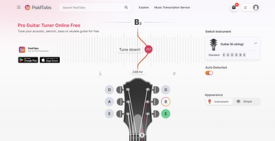 Guitar Tuner app branding design graphic design guitar logo music ui ux web