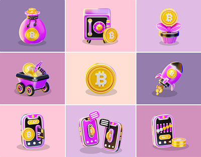 Crypto Currency 3D Assets 3d 3d icon bitcoin blender blockchain business crypto illustration nft render