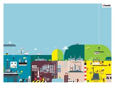 Energy Landscape for Hertel diagrams illustration infographics information design landscape map mining storytelling