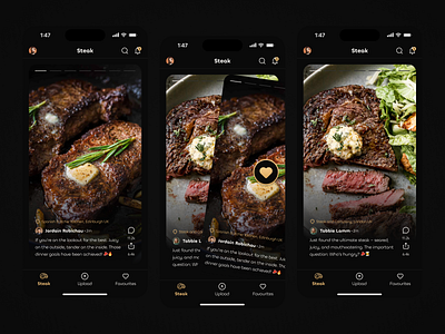 Steak - App Concept app concept apple black browse clean concept design food gold iphone photography restaurant simple steak ui ui design user interface ux ux design white