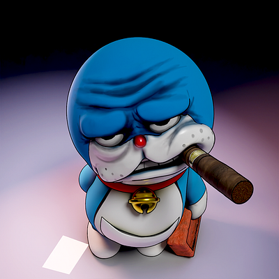 Doraemon has seen better days 3d modelling 3d sculpting doraemon reimagination