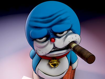 Doraemon has seen better days 3d modelling 3d sculpting doraemon reimagination