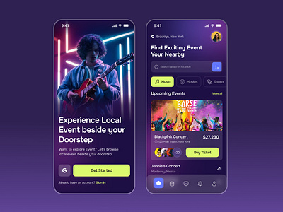 Event Management - Mobile App app booking booking app concert date dating event feasible meetup minimal design mobile app mobile ui party party app social ticket ticket app ui ux visual design