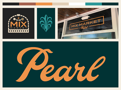 Mix Market® at the Pearl® brand columbus ga good eats good type hand lettered lettering logo mix market pearl pizza restaurant branding script