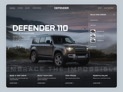 Defender Landingpage. automobile car car interface creative defender design hmi interior landing page landrover logo online page startup typography ui ux vehicle web website