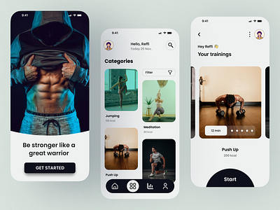 Fitness Mobile App Design Concept app design fitness fitness app gym mobile app ui design workout