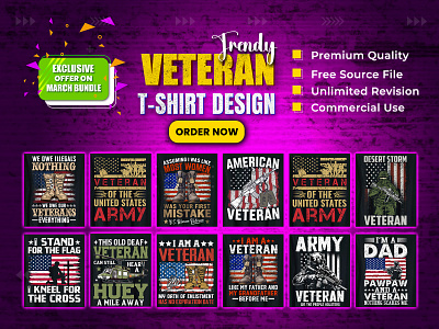 Veteran T-Shirt Design Bundle. bulk t shit design custom t shirt graphics design redbubble t shirt design trendy t shirt typography t shirt design vintages t shirt