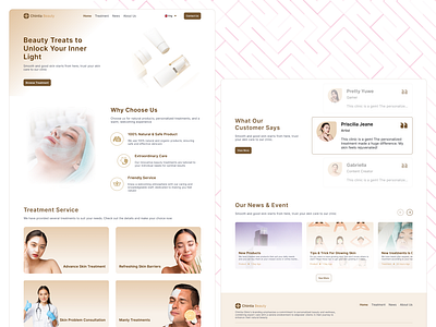 Website for Beauty Clinic advertising beauty beauty clinic branding care clean clinic daily care design elegant landing page simple skin skincare spa ui ui design ux design web design website