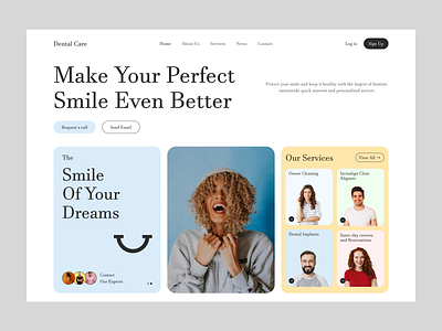 Dental Clinic Website Design clinic dental dental care website dental website dentist health health care hero section homepage implants medical medical services medicine services shakil tooth ui website website design