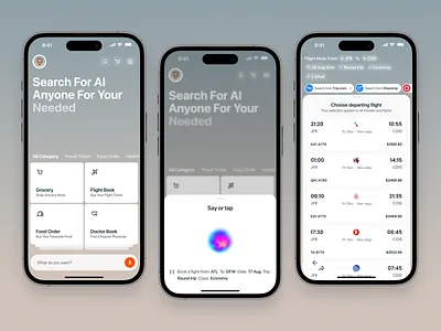 AI Flight Booking - Mobile Application ai app ai booking app ai flight app ai flight booking ai travel booking app flight flight app flight application mobile modern ui product design ticket booking application ui ux