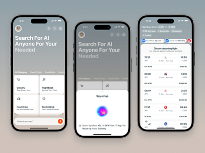 AI Fight Booking - Mobile Application ai app ai booking app ai flight app ai flight booking ai travel booking app flight flight app flight application mobile modern ui product design ticket booking application ui ux