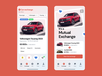 Car exchange app branding car color icon interface mobile service ui ux