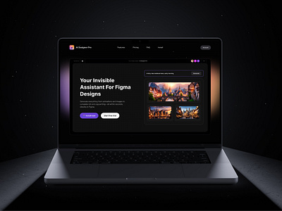 AI Designer Pro | Web design | Figma plugin ai ai design tool ai figma plugin animation dark landing page dark ui figma plugin image generation landing page micro animations midjourney motion graphics openai saas saas landing page saas subscription ui ux