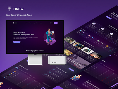 Finow - A Multi-App Financial Landing Page branding design finance graphic design illustration landing page logo typography ui uiux design ux vector