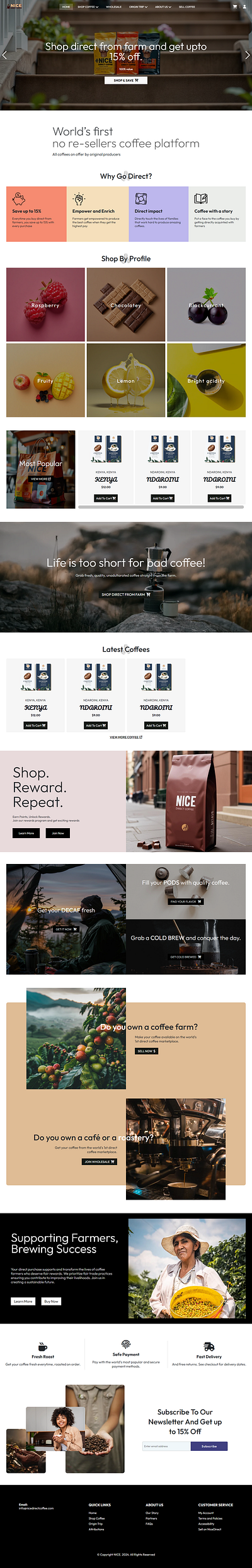 E-commerce Coffee beans shop - Landing Page branding design ecommerce landing page online shop portfolio typ typography ui ux web design