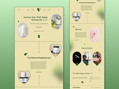 EcoLife Wellness Landing Page beautiful design beige ecolife website ecommerce website elegant figma green health website landing page leaf professional website skincare website ui ui design ux ux design web design website design wellness website