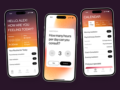 Mental Health Mobile App app app design app interfaces best app design design home screen mental app mobile mobile app design mobile app ui mobile ui mobile ui design mobile ux modern app ui modern ui ui ui design ui ux design ux