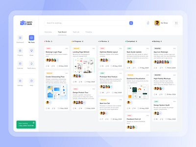 Task Management Dashboard concept dashboard design minimal productivity project management project tracking task management task organizer task prioritization team collaboration time management ui ux work planner workflow optimization