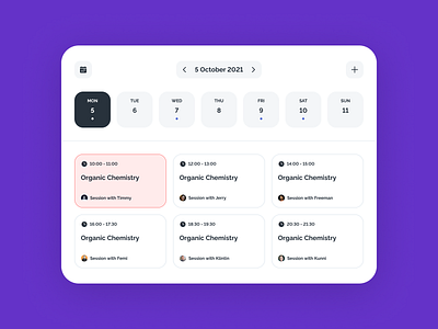 Tutor Calendar/Schedule - EdTech Design Component appointment booking dashboard dates events timekeeping timetable web web app web platform
