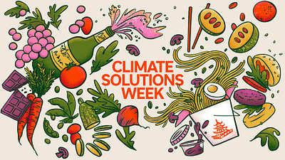 Climate Solutions beef burger change chocolate climate flying fruit global warming noodles soy vegetables wine